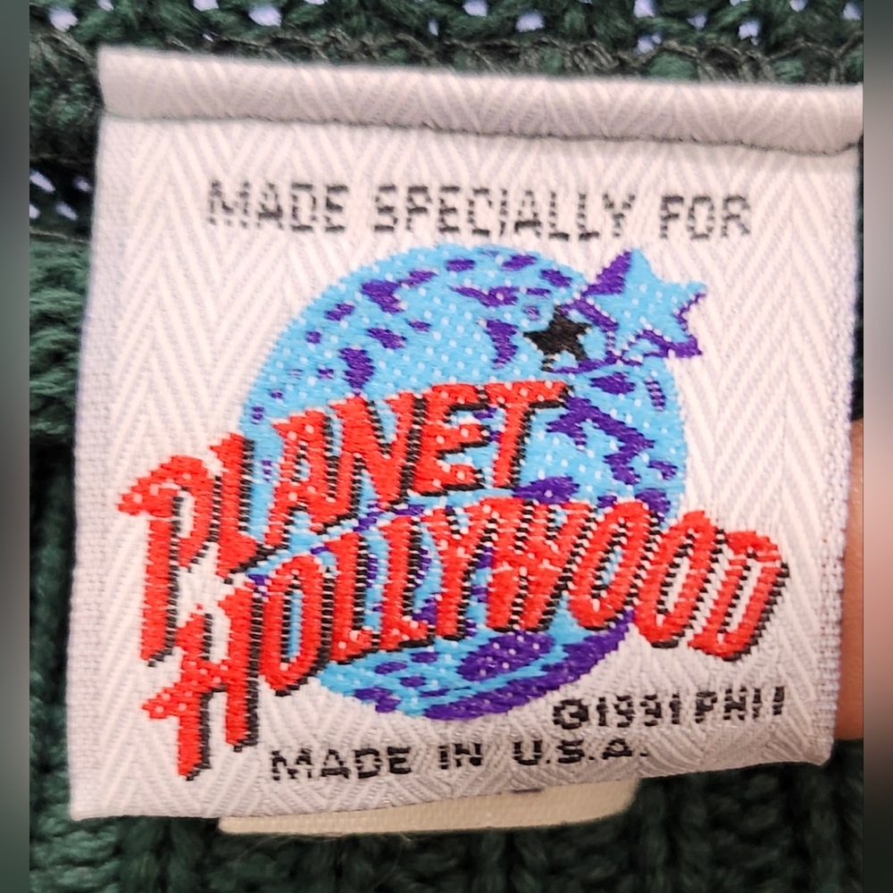Vintage 1991 Plant Hollywood Vancouver green heavy knit sweater adult size Lar… - Picture 6 of 6
